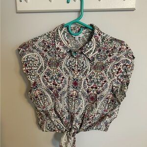 Floral Collared Womens Top